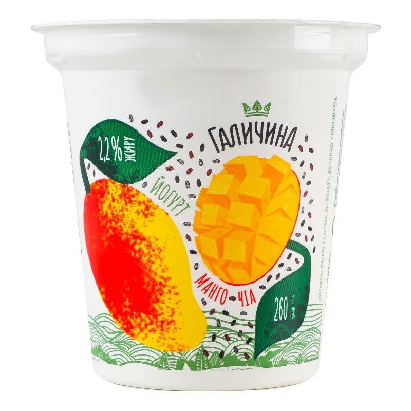 Йогурт ст. десертний 2,2% 260 г Манго-Чіа Галичина